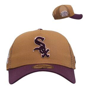 New Era Chicago White Sox 9FORTY A-Frame Trucker Snapback Hat Wheat Rustic Rose